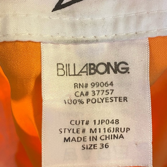 Billabong Quad Platinum X Stretch Orange Board Shirts, size 36 - Picture 4 of 10